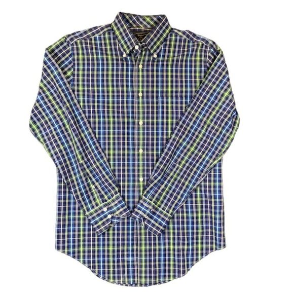 Maker & Company Button Front Shirt Violet Purple Blue Green White Size Medium - Picture 1 of 9